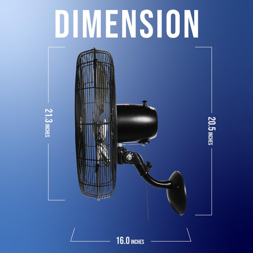 20 Inch Oscillating Wall Mount Fan 3 Speed 5250 CFM K76611
