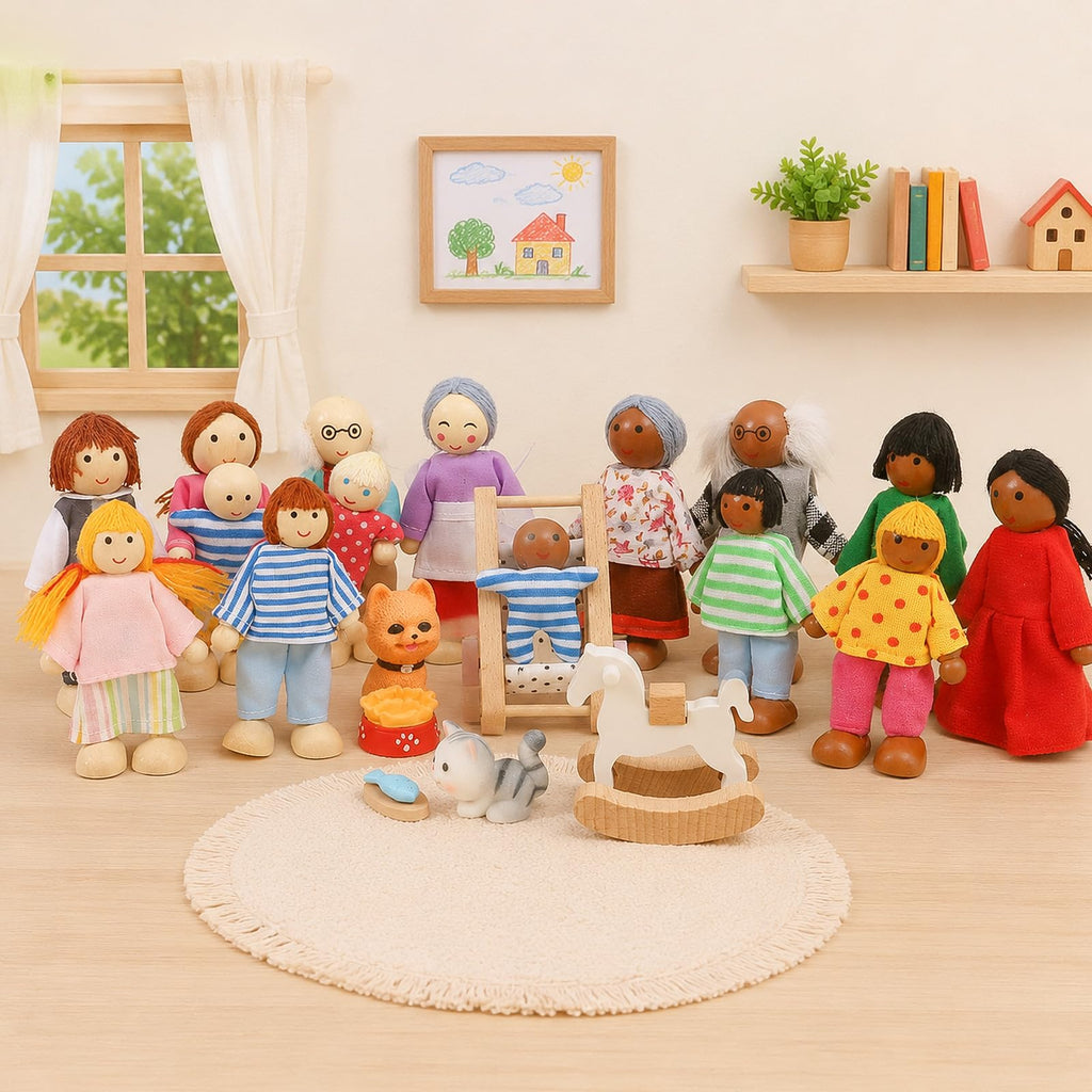 Wooden Dollhouse Family Set Figures P933