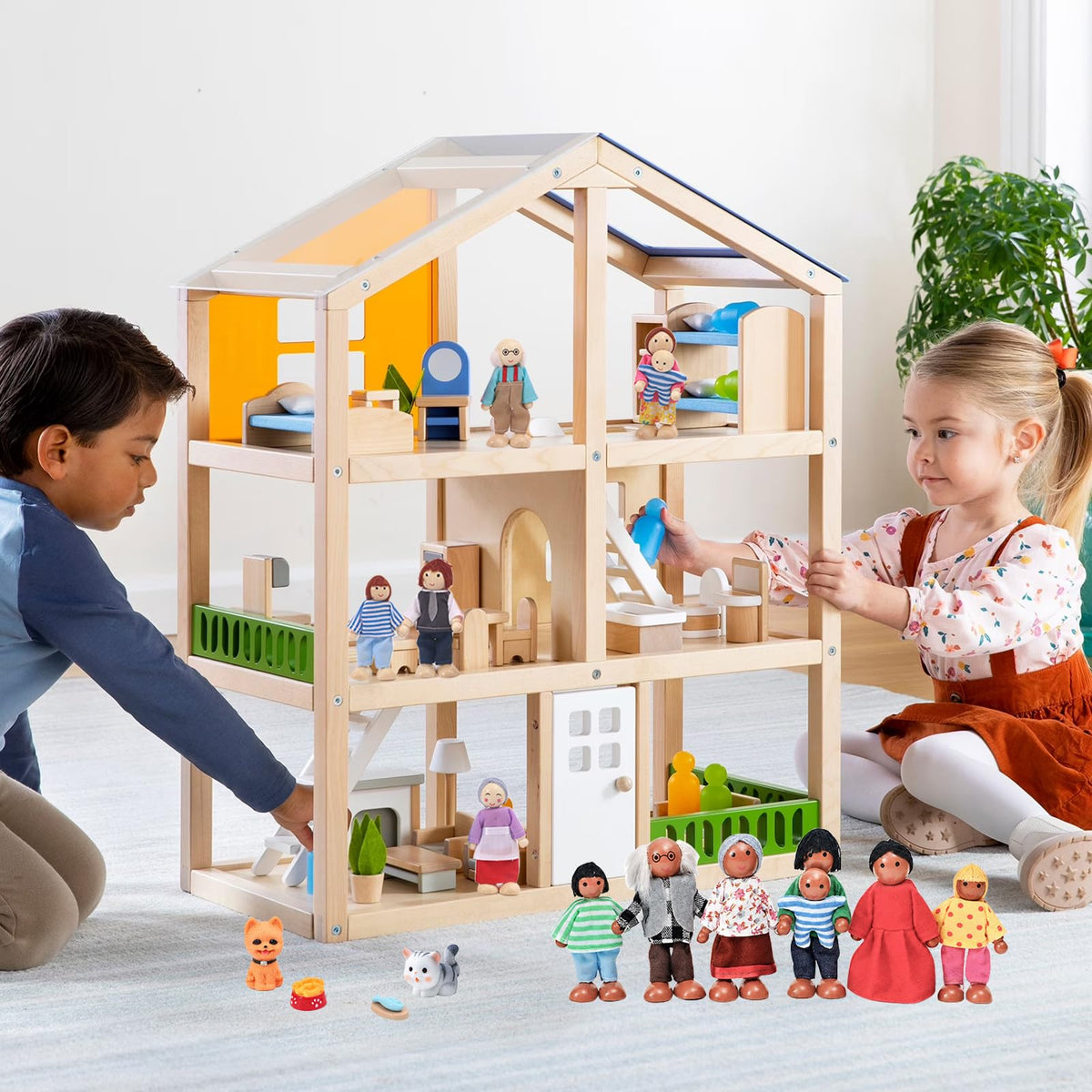 Wooden Dollhouse Family Set Figures P933
