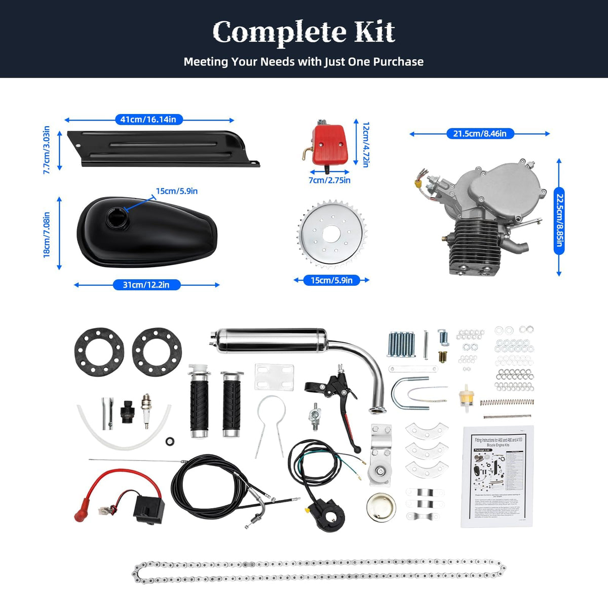 2 Stroke Bicycle Engine Kit with 36 Tooth Sprocket O751