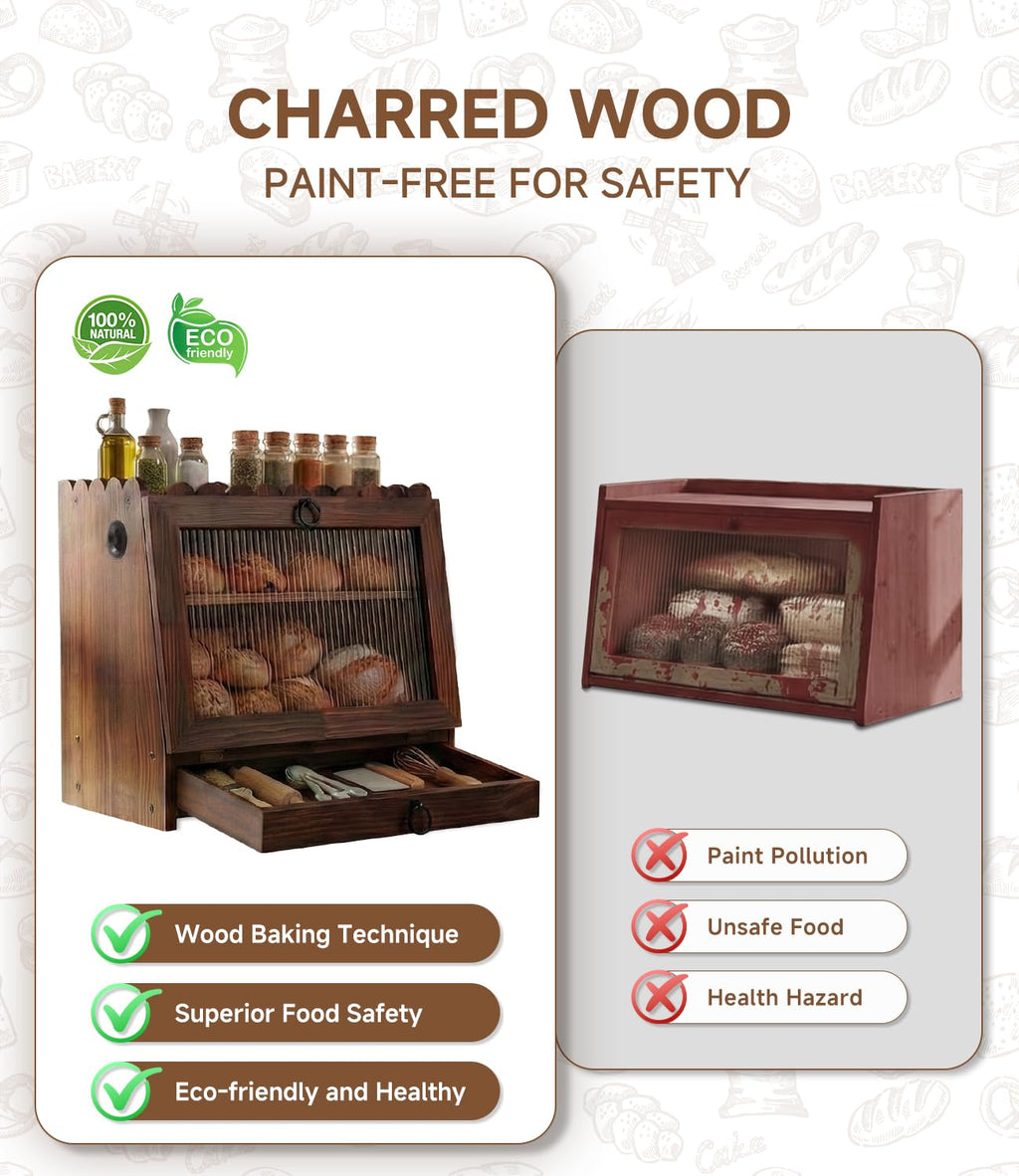 Wooden Double Layer Bread Box B272990