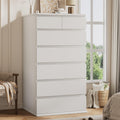 White Tall 7 Drawer Wood Dresser W389