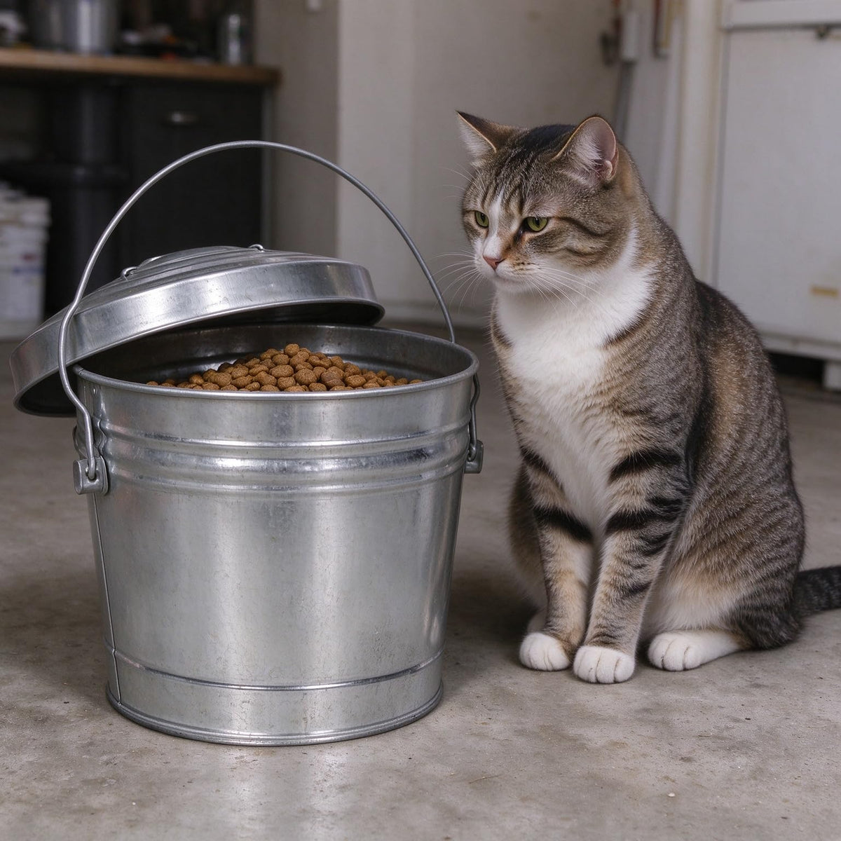 6 Gal Galvanized Steel Storage Can with Locking Lid V553