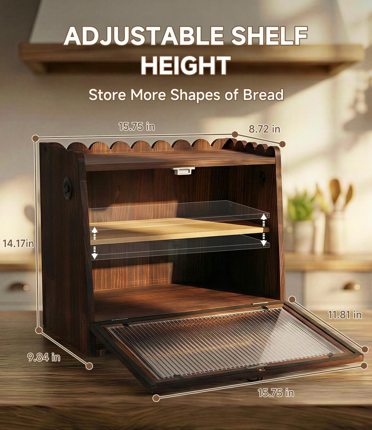 Wooden Double Layer Bread Box B272990