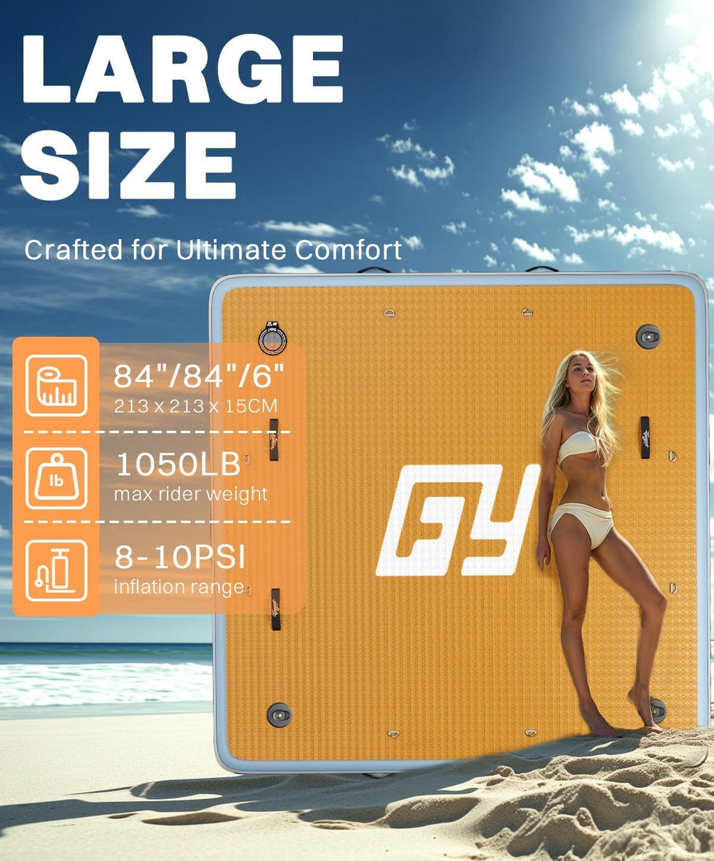 7×7' Inflatable Floating Dock with Ladder N584655