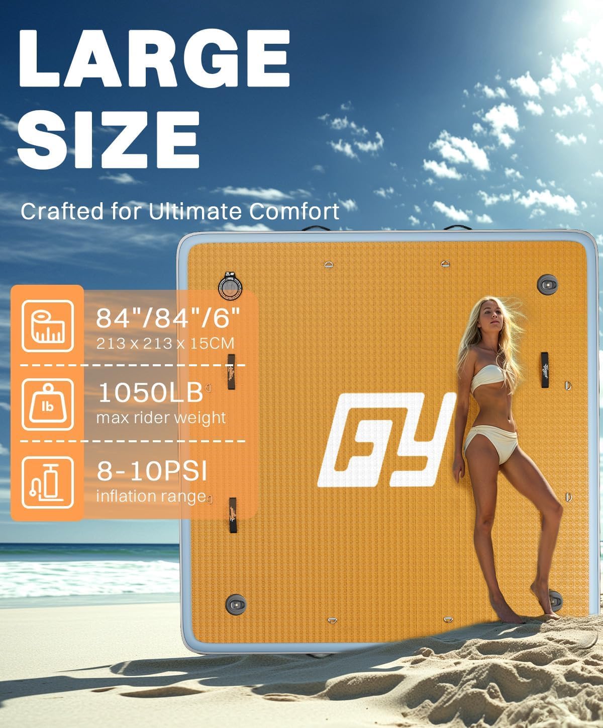 7×7' Inflatable Floating Dock with Ladder N584655