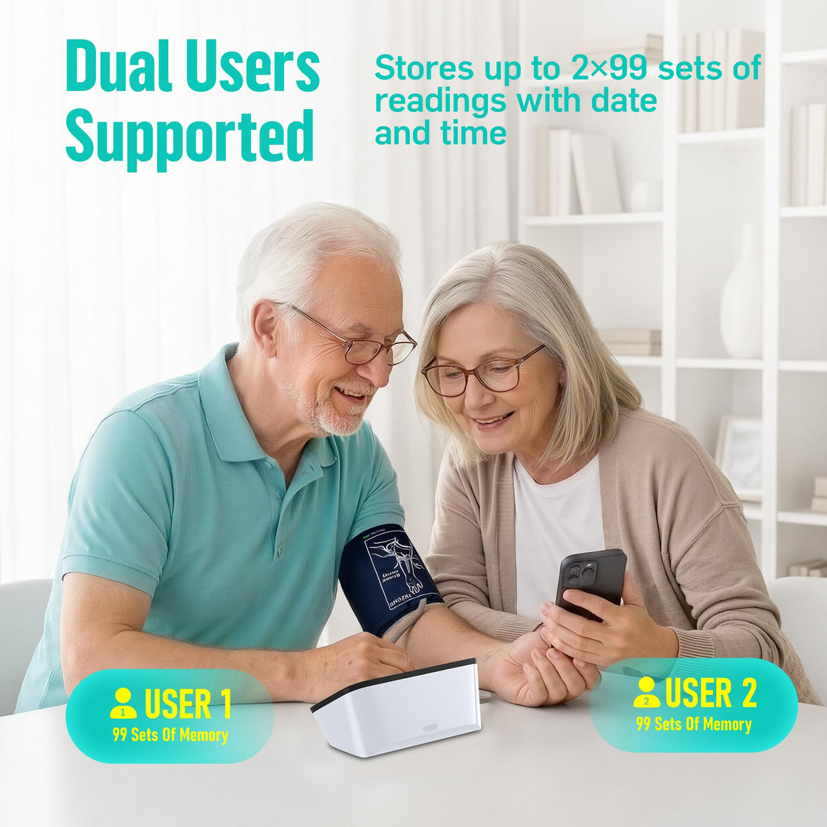 Smart Blood Pressure Monitor with Wide Upper Arm Cuff T670