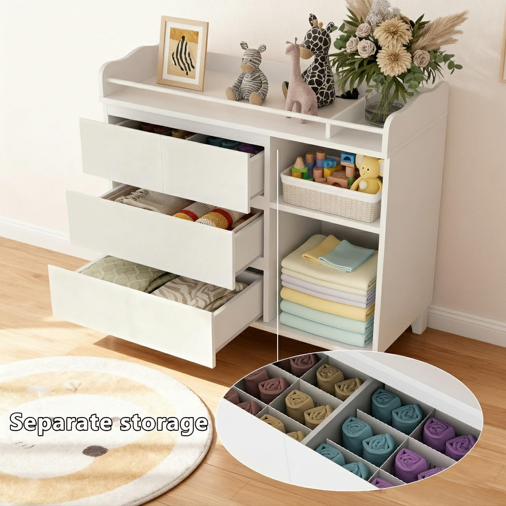 White Baby Changing Table with 4 Drawers J41668