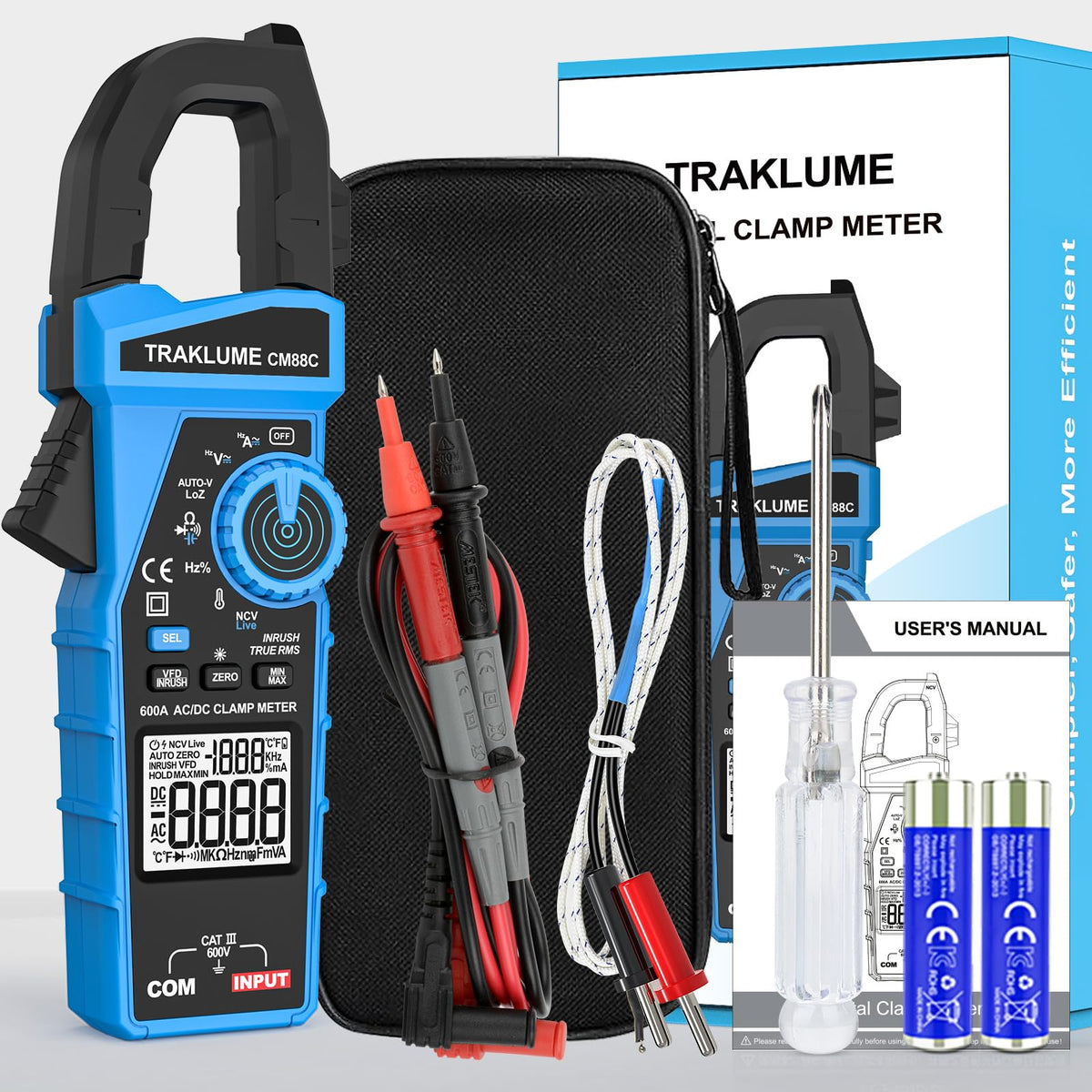 600A AC/DC TRMS Clamp Meter Multimeter V5061