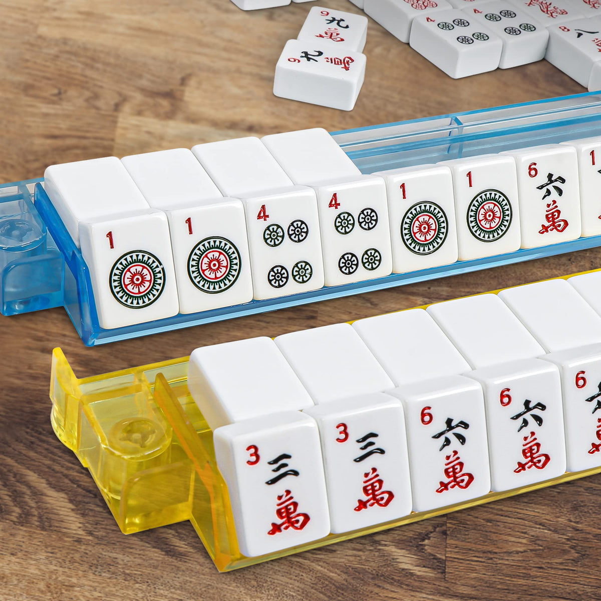 166 Tiles Mahjong Set with Racks Pushers Bag N113