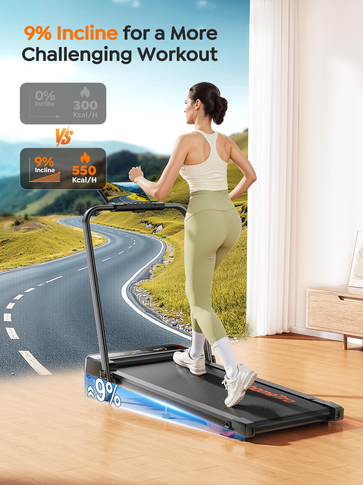 Foldable Treadmill with Incline and LED Display H885210