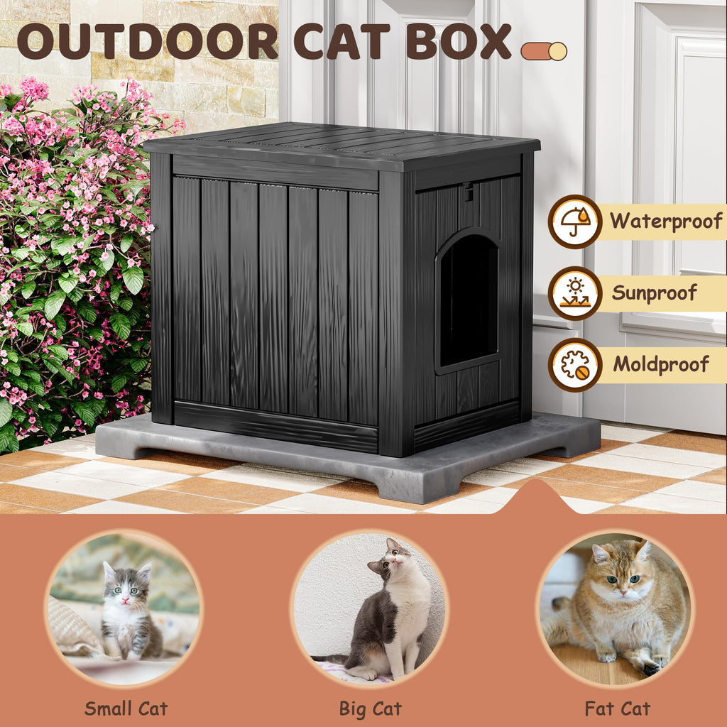 Weatherproof Resin Cat House with Hidden Litter Box Z735