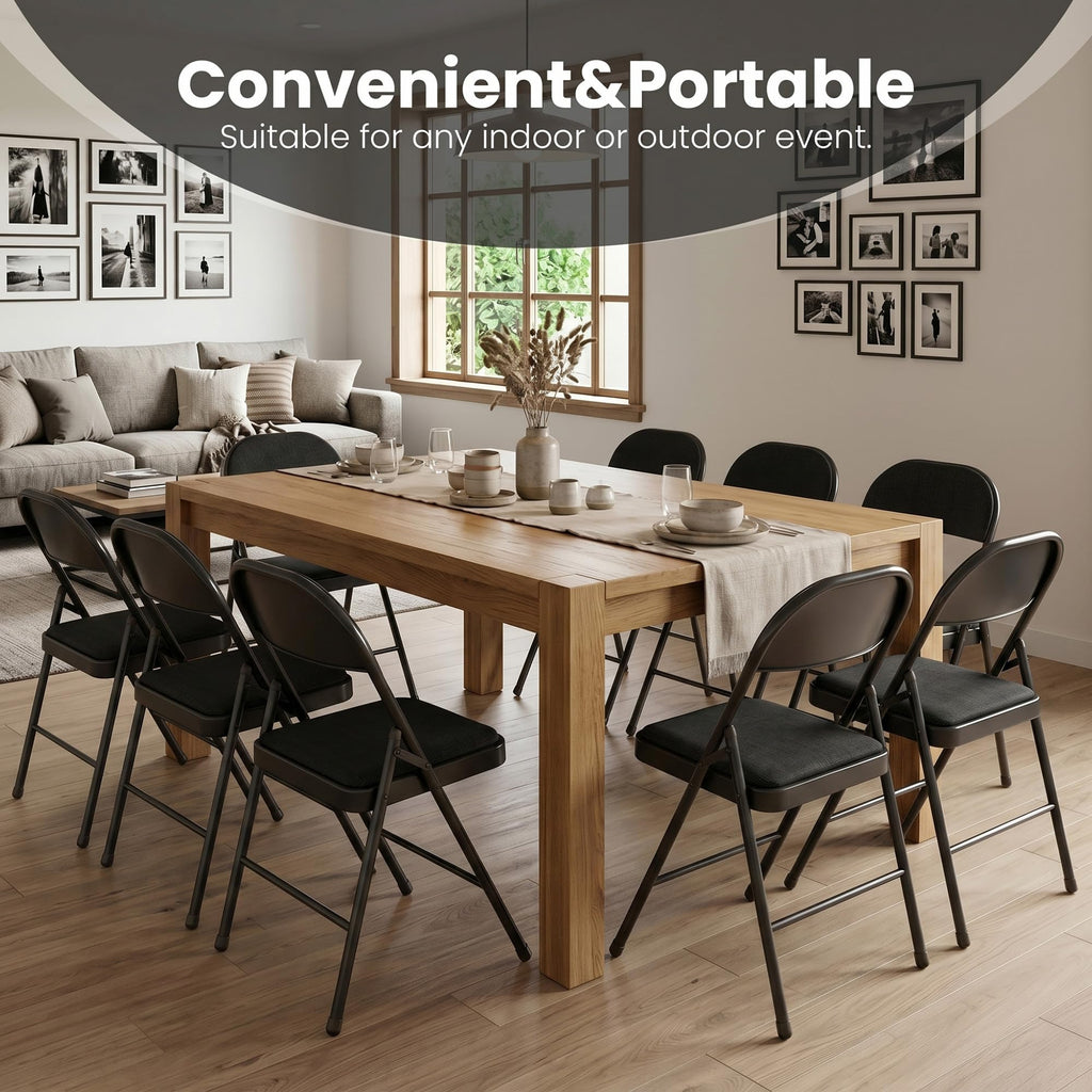 10 Pack Black Padded Folding Chairs U539