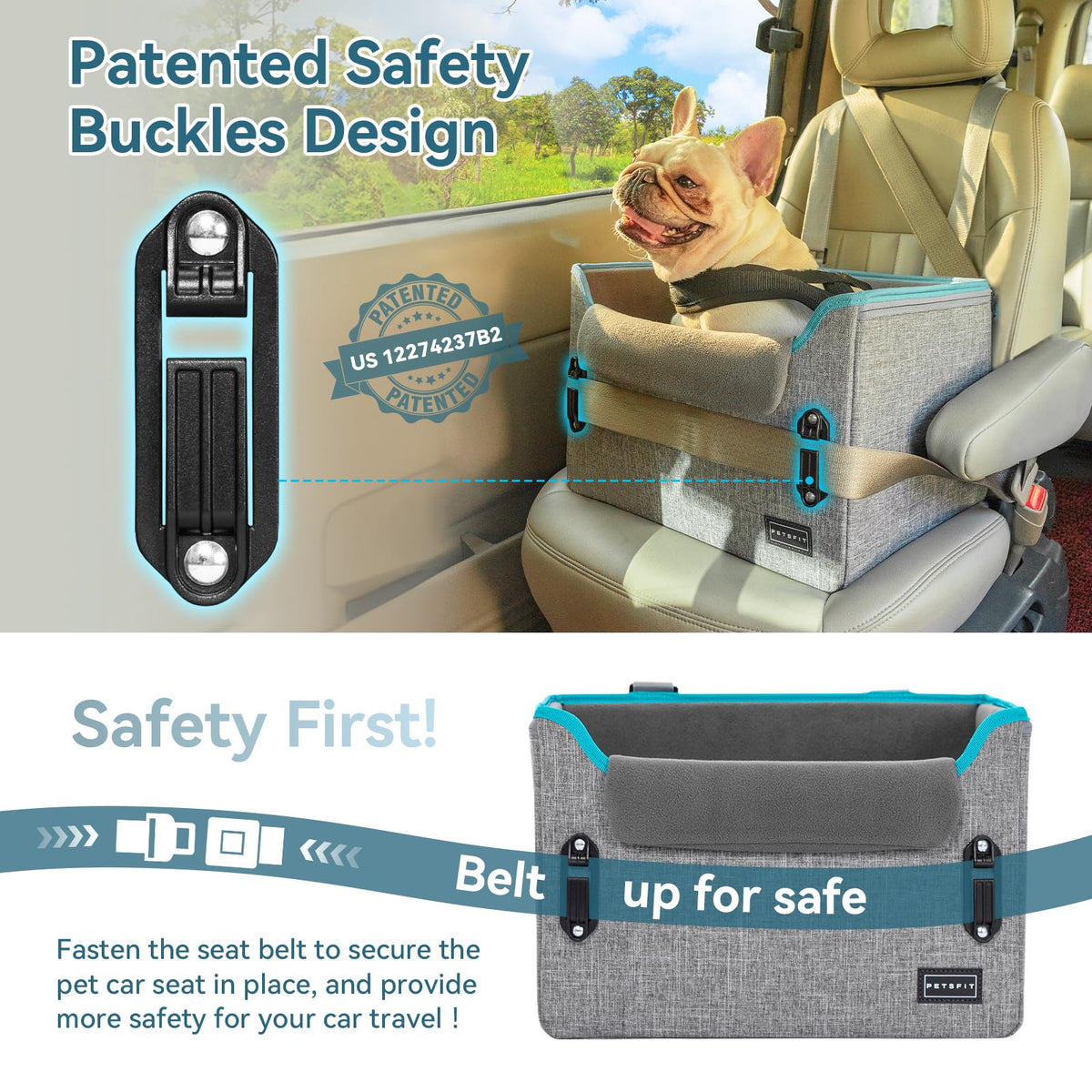 Foldable Dog Booster Car Seat with Safety Tether R3592