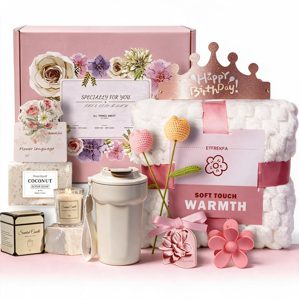 10 Pc Birthday Gift Basket Set with Blanket N9431