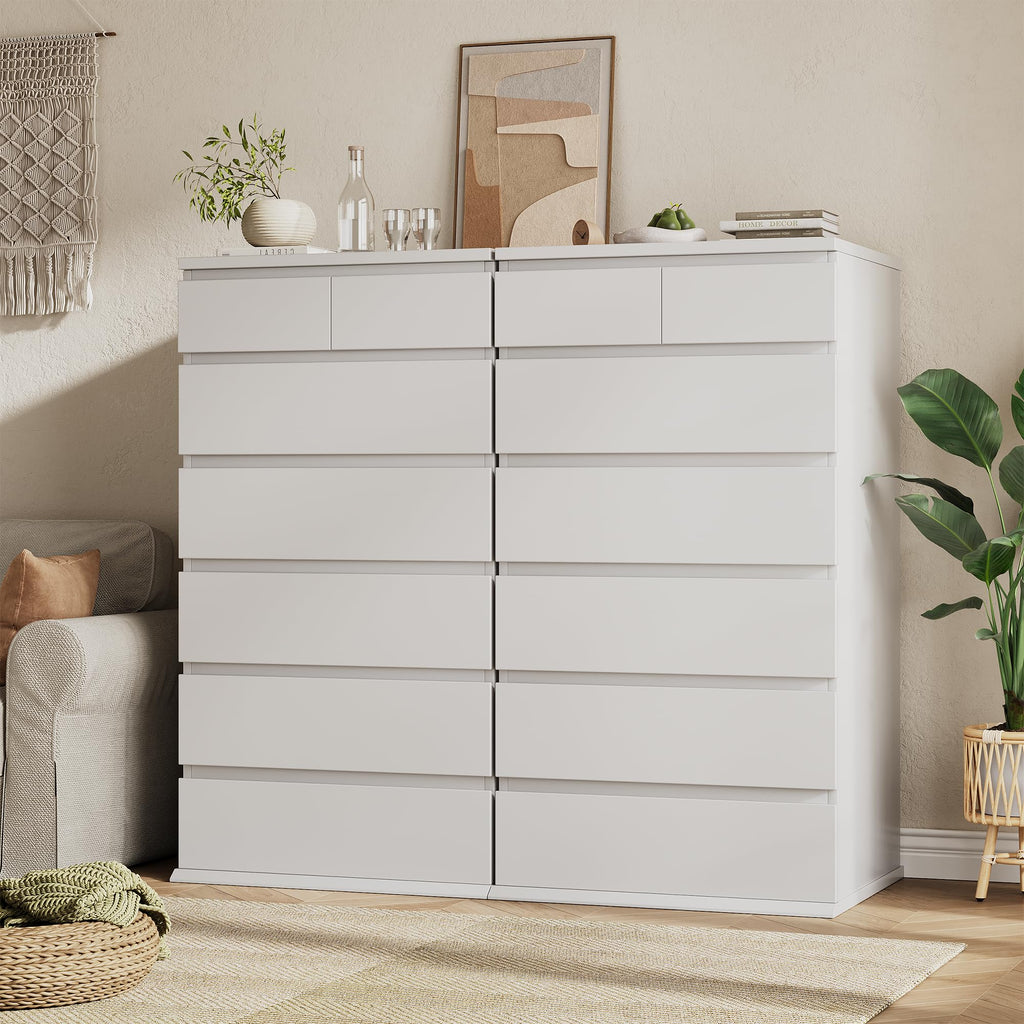 White Tall 7 Drawer Wood Dresser W389