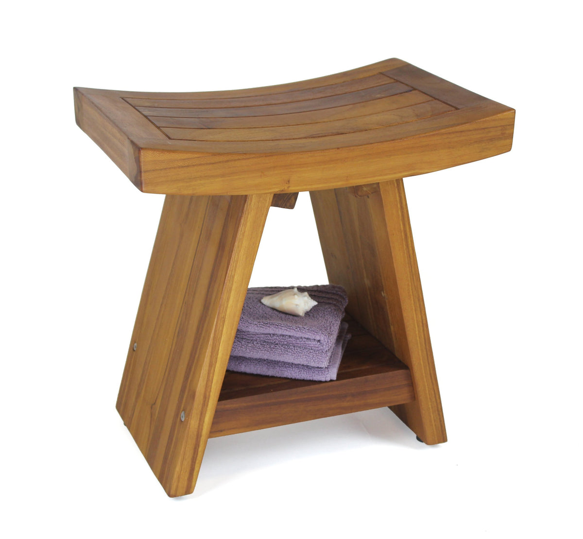 18" Teak Shower Bench with Shelf Q83122