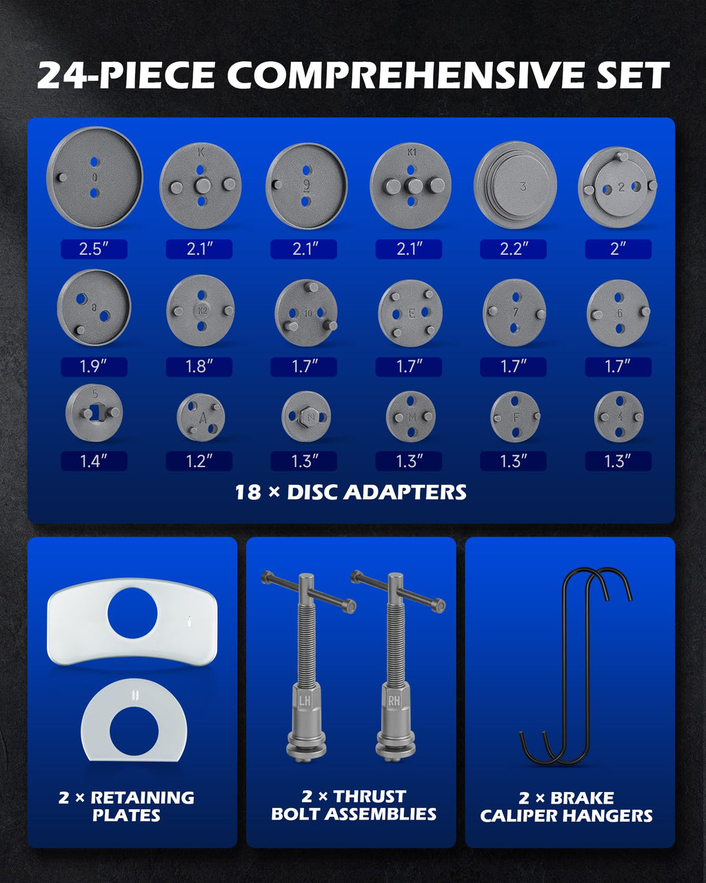 24pc Brake Caliper Compression Tool with Adapters & Hangers I891