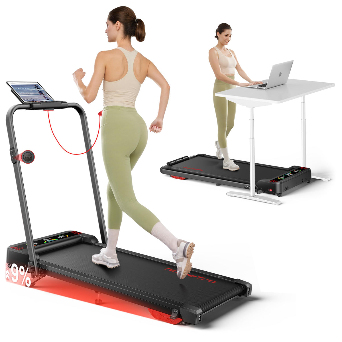 Foldable Treadmill with Incline and LED Display H885210