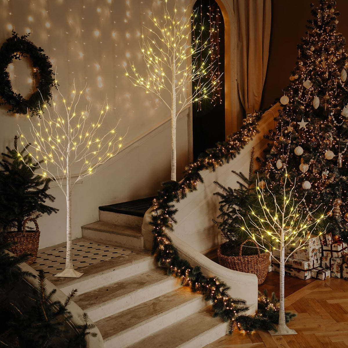 LED Birch Tree Light Set 4ft 6ft 8ft Warm White 3-Pack M507