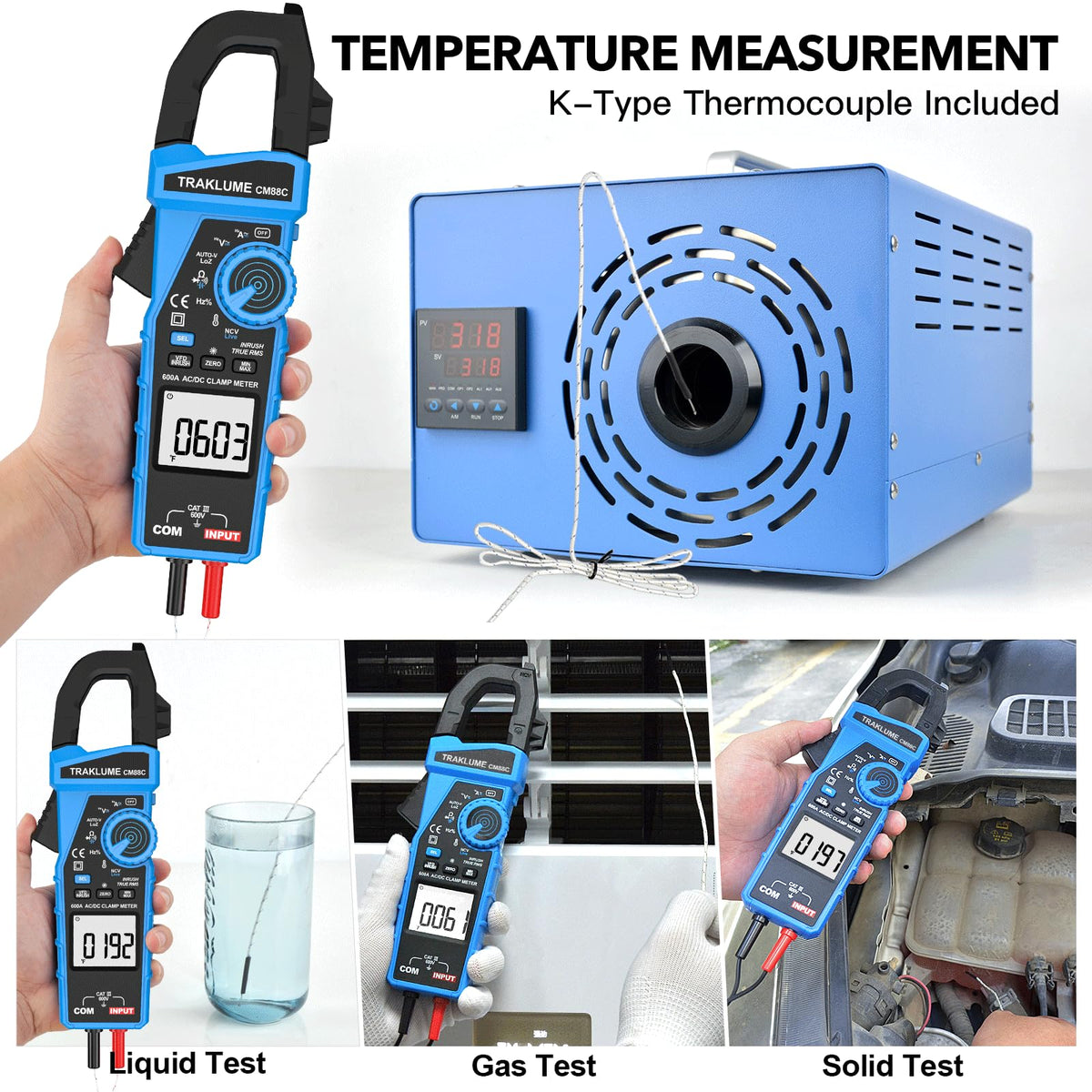600A AC/DC TRMS Clamp Meter Multimeter V5061