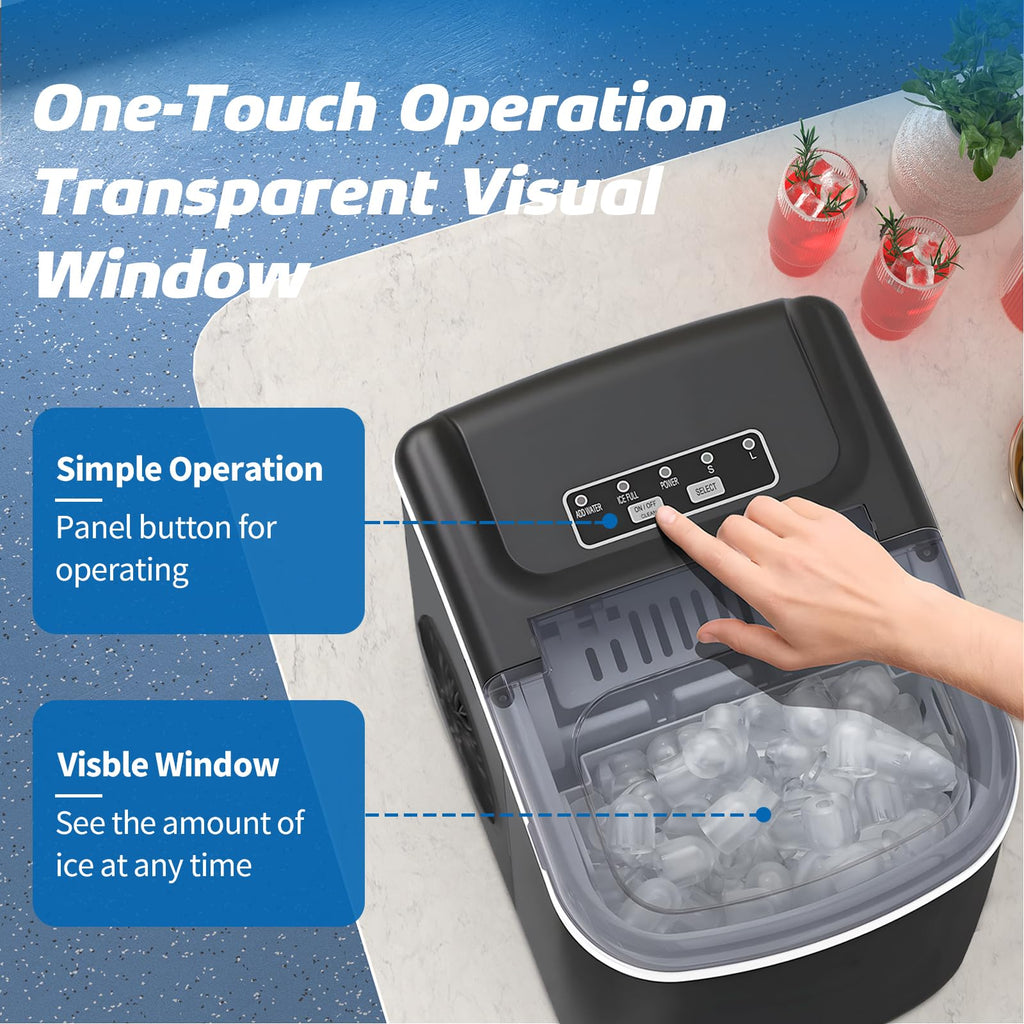 Black Portable Countertop Ice Maker with Scoop & Basket M501