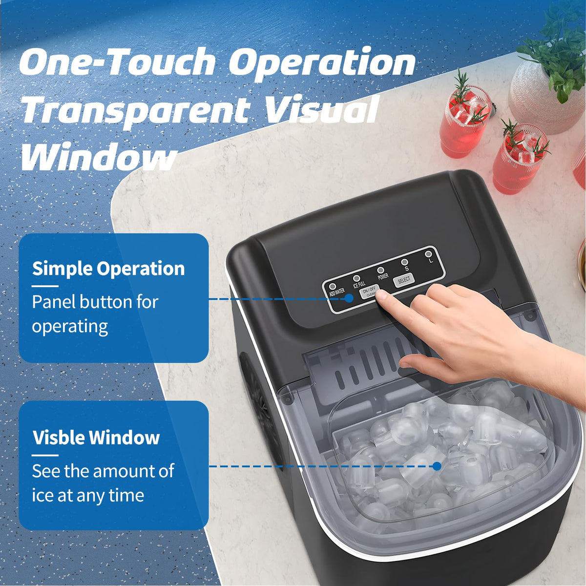 Black Portable Countertop Ice Maker with Scoop & Basket M501