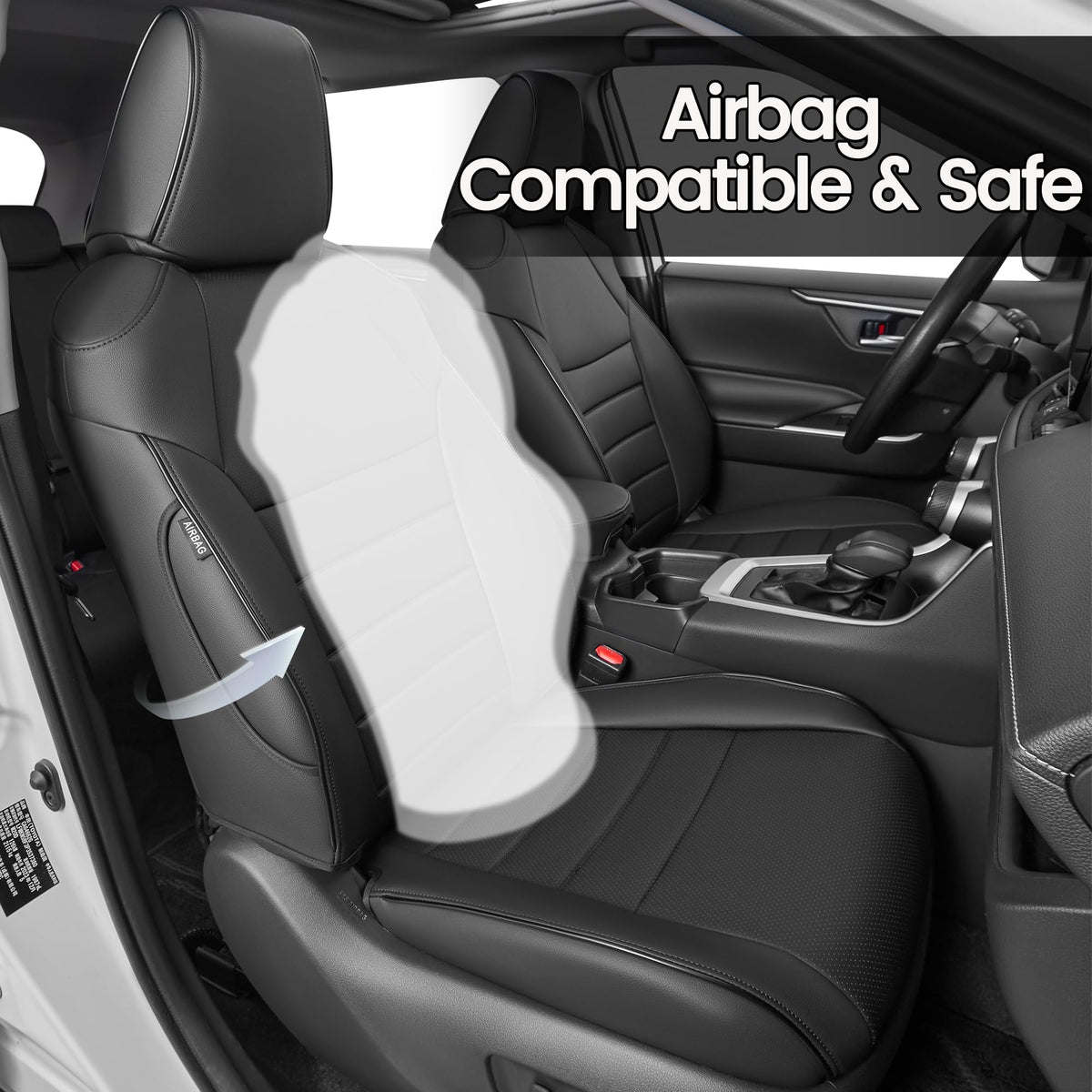 Black Leather 5 Seats Car Seat Covers Set V676