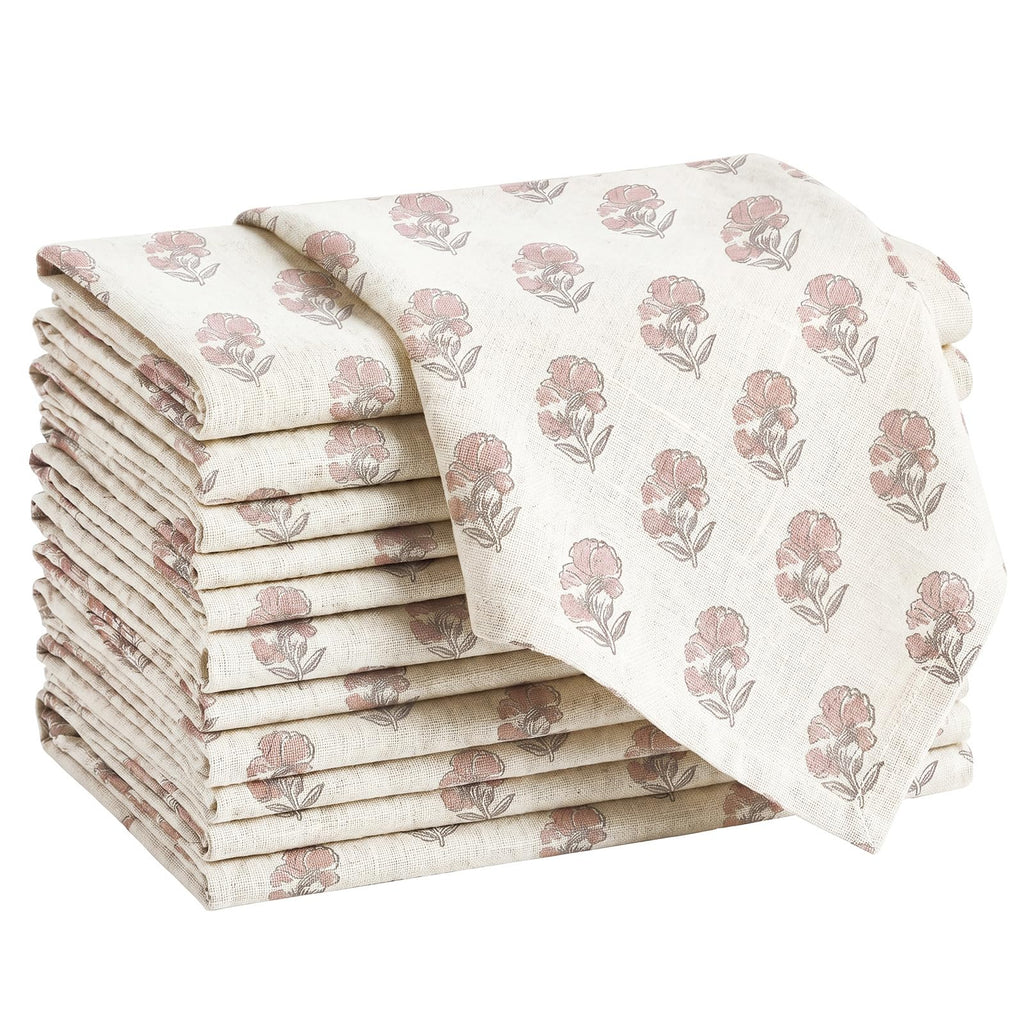 Linen Floral Cloth Napkins Set of 12 A9115