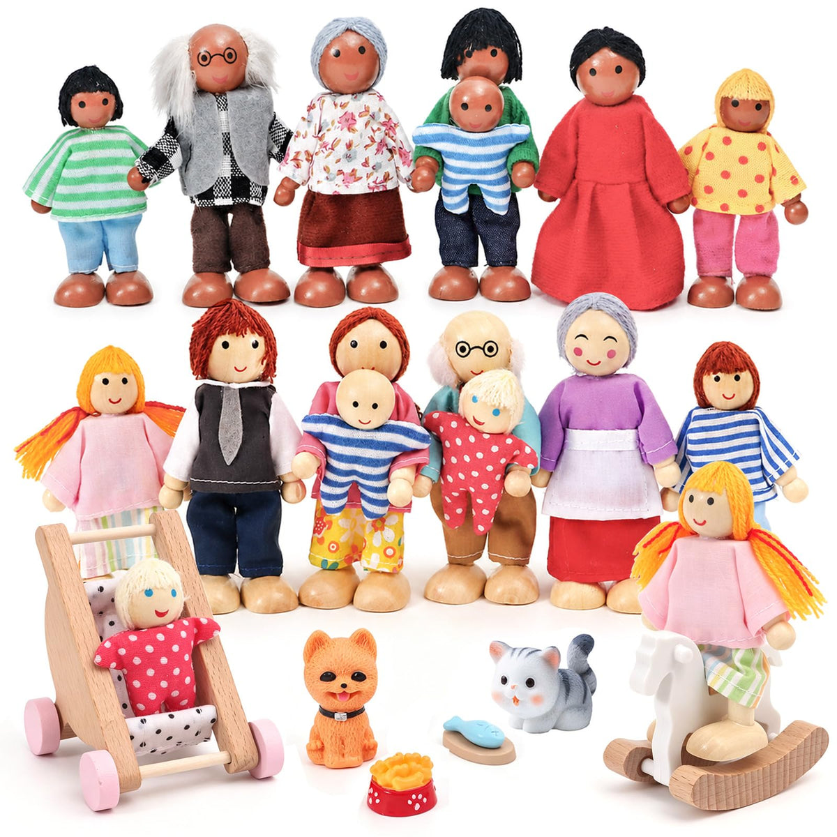Wooden Dollhouse Family Set Figures P933