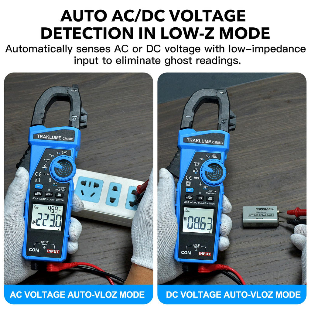 600A AC/DC TRMS Clamp Meter Multimeter V5061