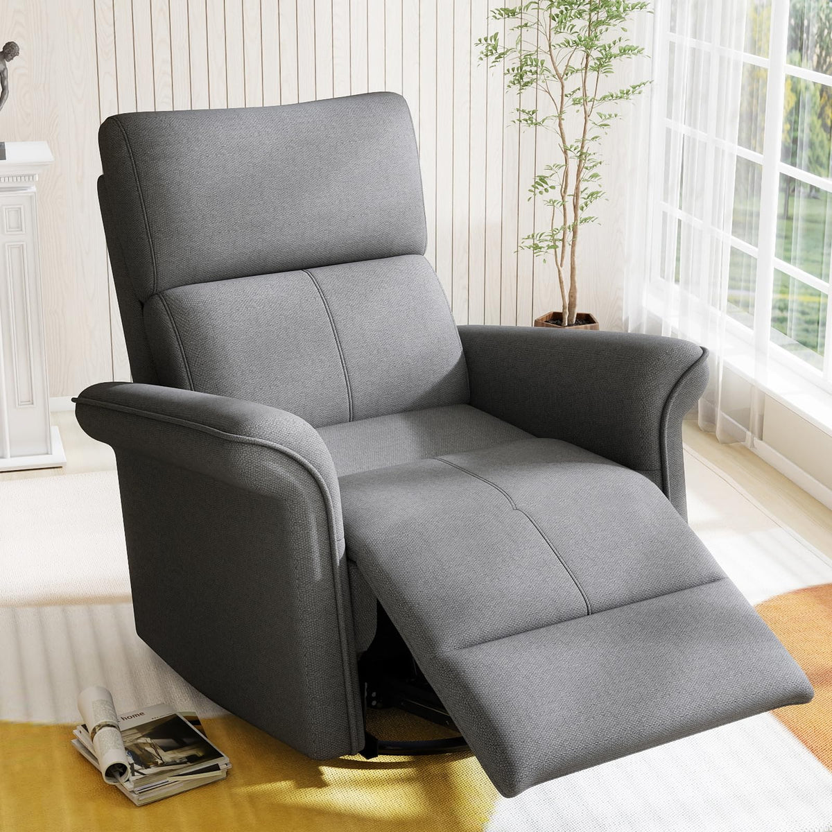 30" Dark Gray Power Swivel Rocker Recliner Chair Z240