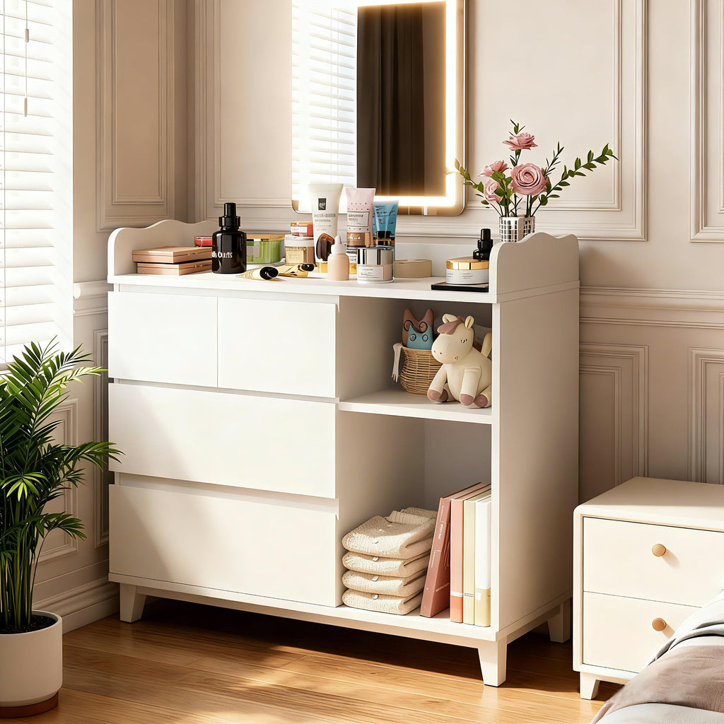 White Baby Changing Table with 4 Drawers J41668