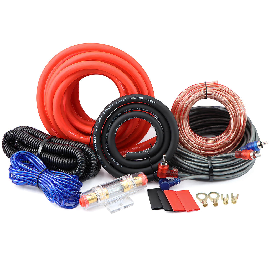 4 Gauge Audio Amplifier Wiring Kit 1200W CCA with Fuse & RCA D512