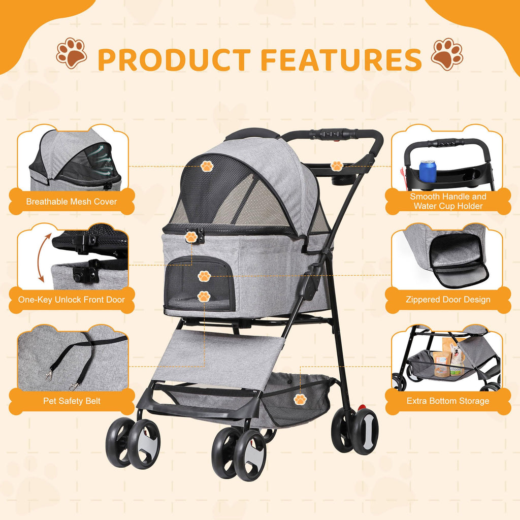 3 in1 Foldable Pet Stroller with 4 Wheels X41563