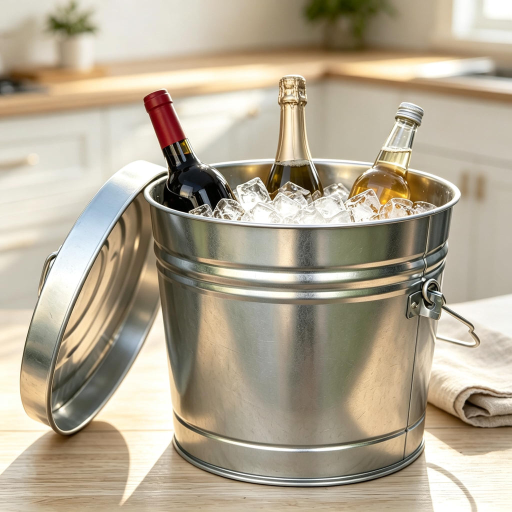 6 Gal Galvanized Steel Storage Can with Locking Lid V553