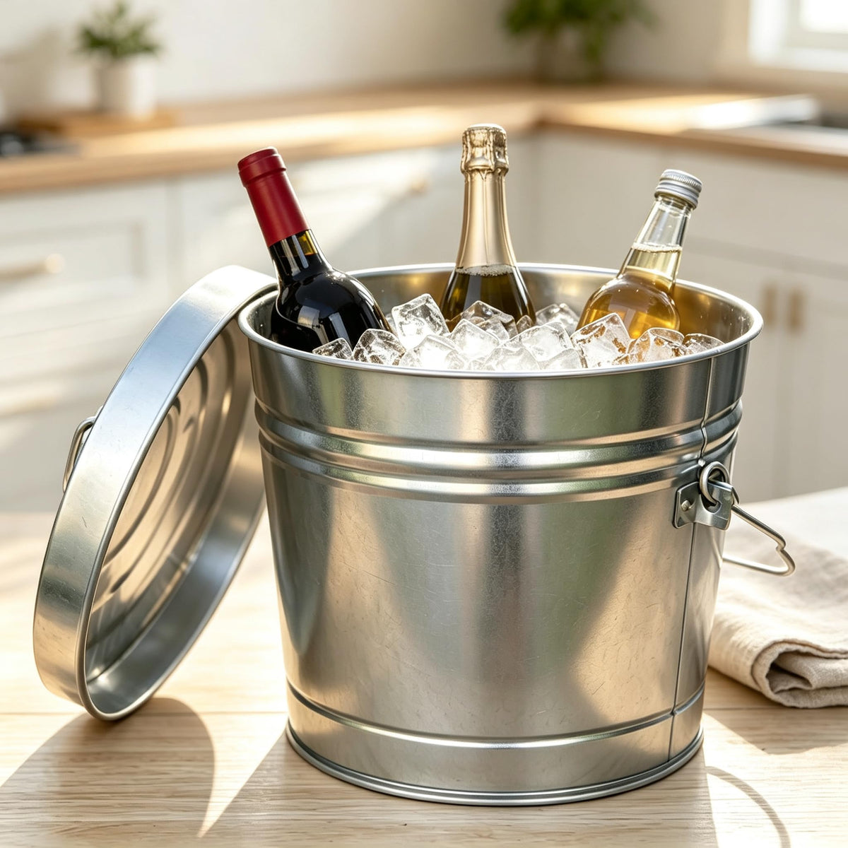 6 Gal Galvanized Steel Storage Can with Locking Lid V553