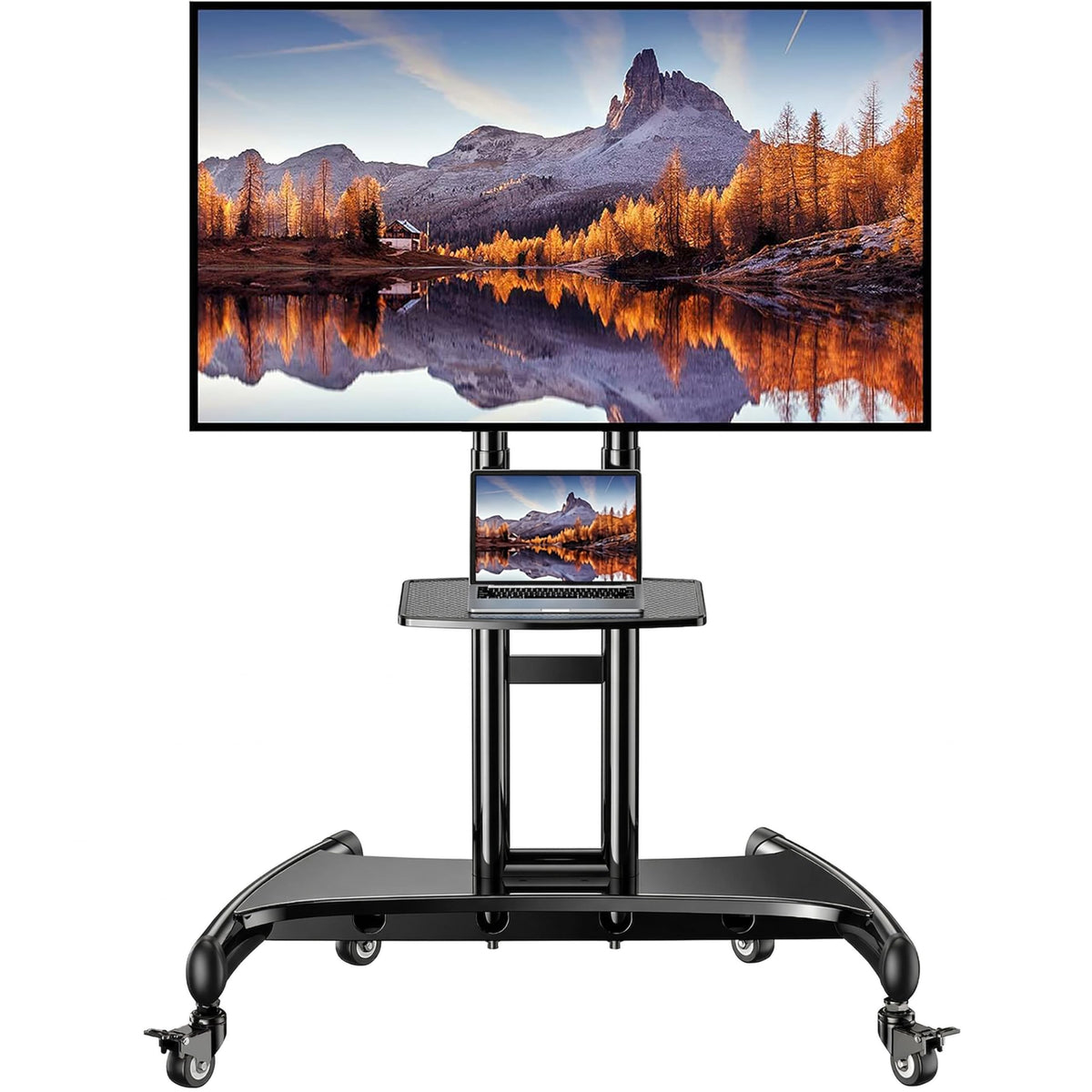 Rolling TV Stand for 32-84 Inch TV, Adjustable Height with Wheels F2540
