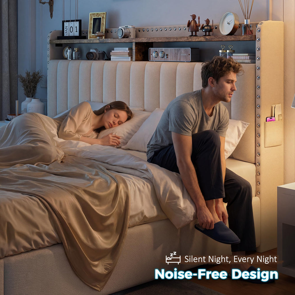 Queen Bed Frame with 3 Storage Drawers & Headboard Q53339