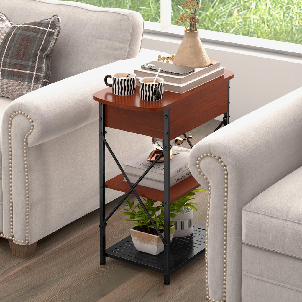 Narrow Side Table with Charging Station, Set of 2 A948