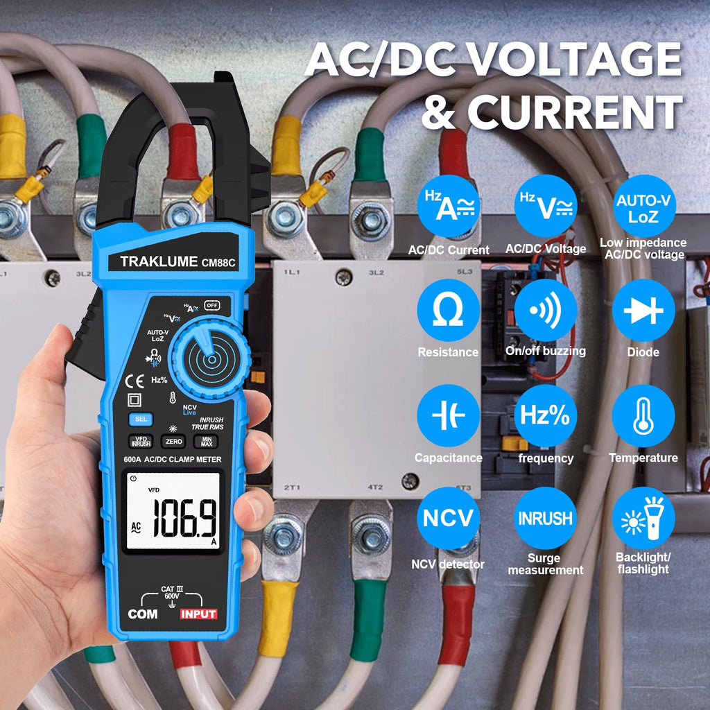 600A AC/DC TRMS Clamp Meter Multimeter V5061
