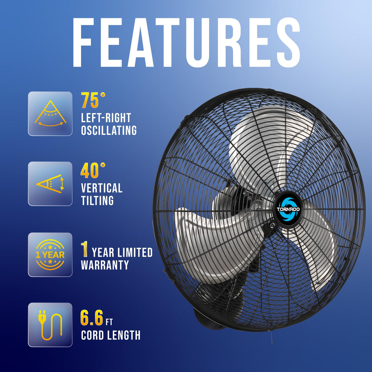 20 Inch Oscillating Wall Mount Fan 3 Speed 5250 CFM K76611