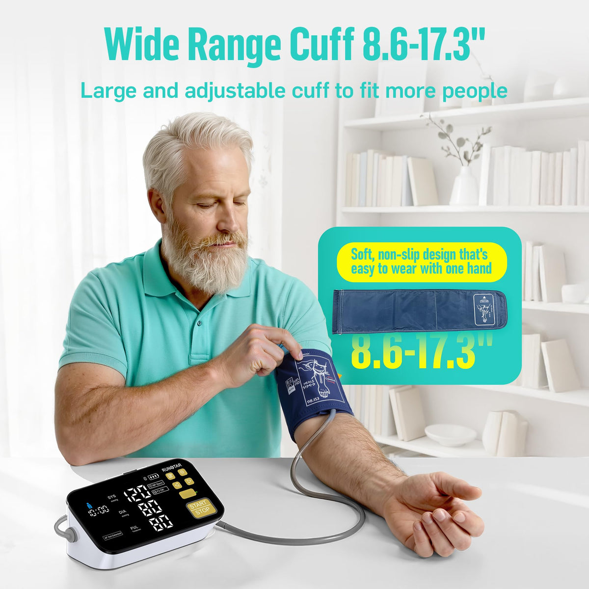 Smart Blood Pressure Monitor with Wide Upper Arm Cuff T670