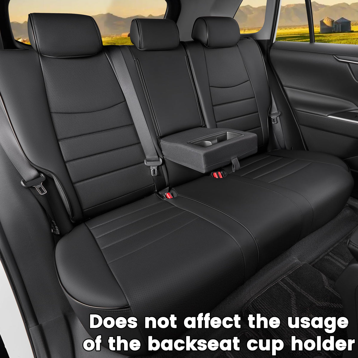Black Leather 5 Seats Car Seat Covers Set V676
