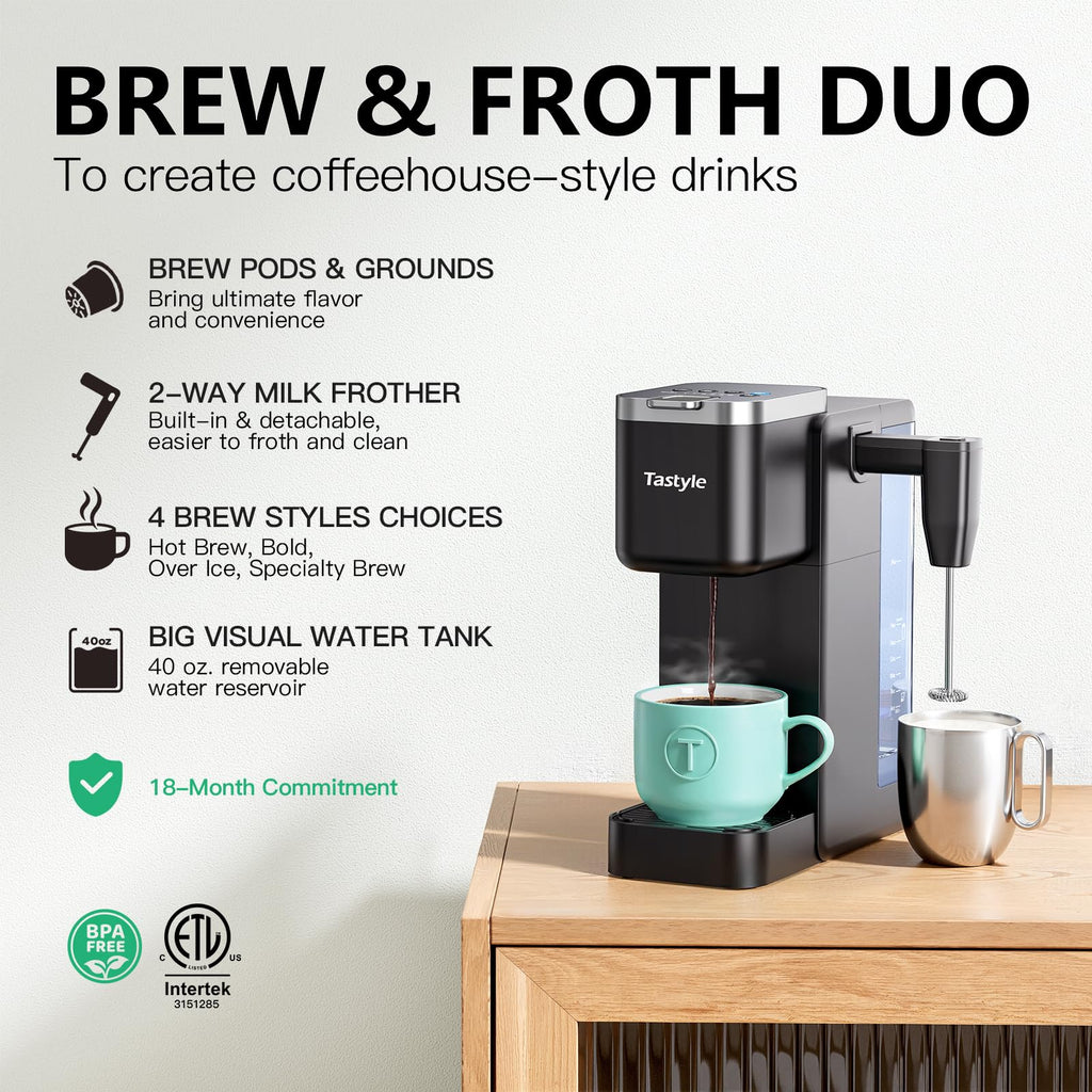 Single Serve Coffee Maker with Milk Frother U544