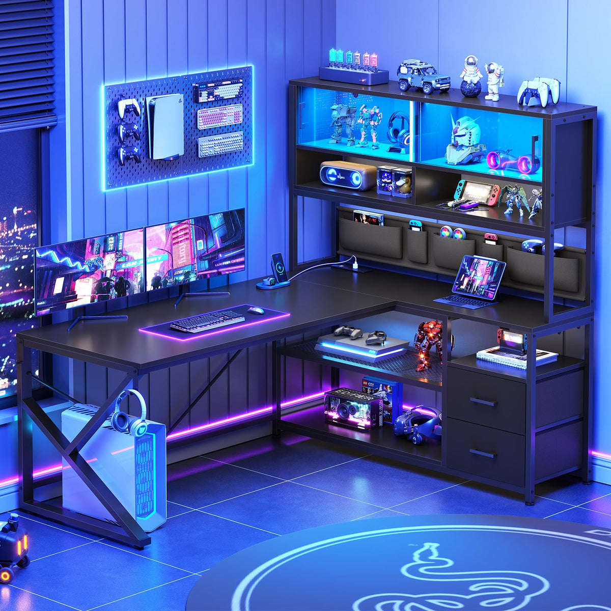 L Shaped Gaming Desk with 2 Drawer J1910
