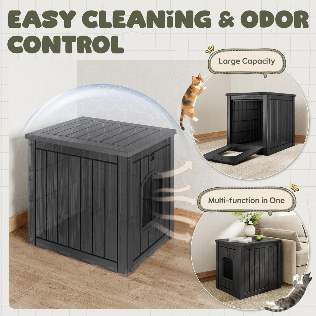 Weatherproof Resin Cat House with Hidden Litter Box Z735