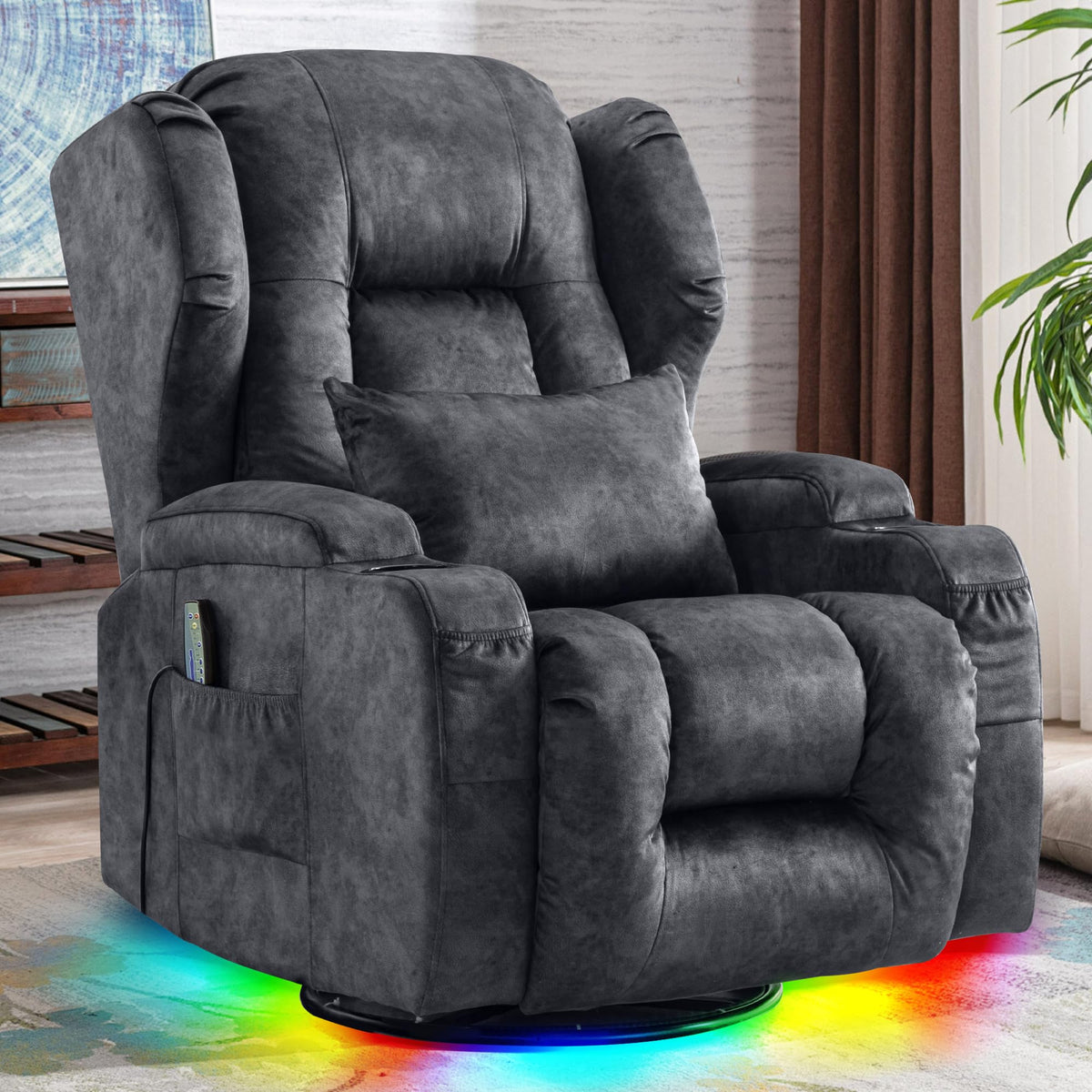 Dual Motor Power Swivel Rocker Recliner Chairs with Massage & Heat L161