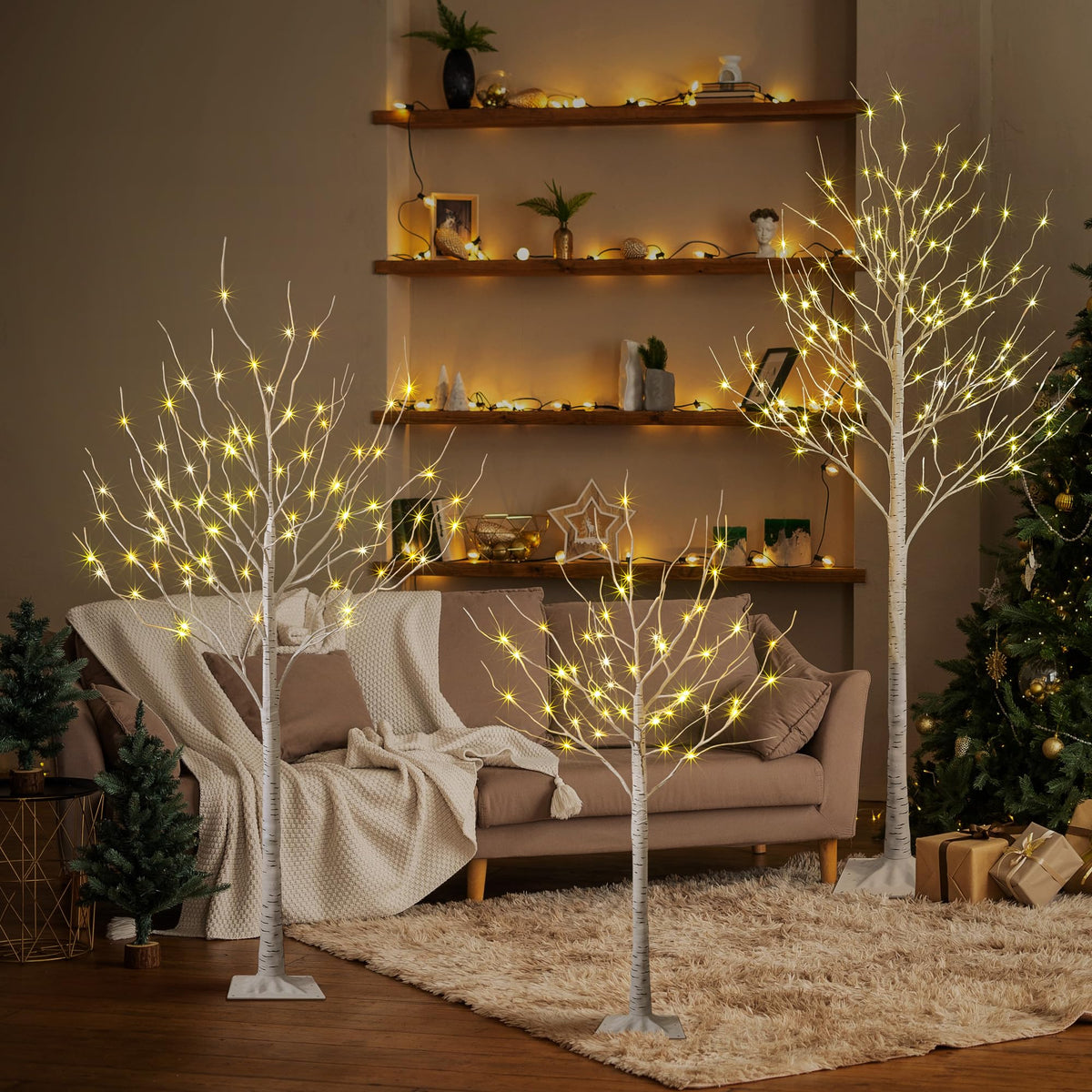 LED Birch Tree Light Set 4ft 6ft 8ft Warm White 3-Pack M507