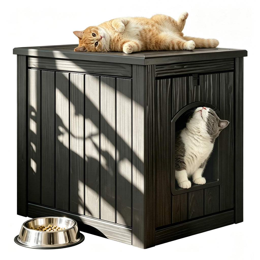 Weatherproof Resin Cat House with Hidden Litter Box Z735
